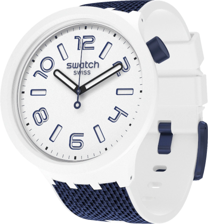 Swatch,THE BOLD 47mm,47mm,Plastic,White,Sapphire,Crystal Glass,Closed,SO27W102