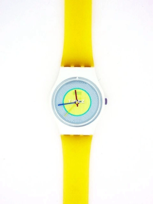 Swatch,Other 25mm,25mm,Plastic,Silver White,Yellow,Quartz,Tonneau,White,LW106