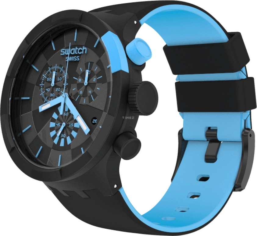 Swatch,THE BOLD 47mm,47mm,Plastic,Black,Sapphire,Crystal Glass,Closed,SB02B401