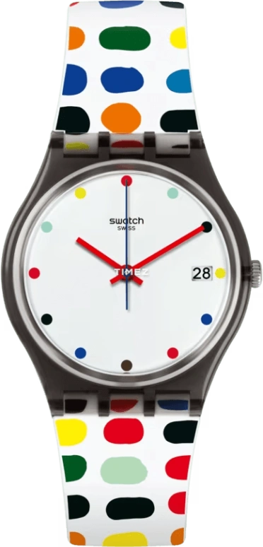 Swatch,Originals 34mm,34mm,Plastic,White,Quartz,Day,Tonneau,GM417