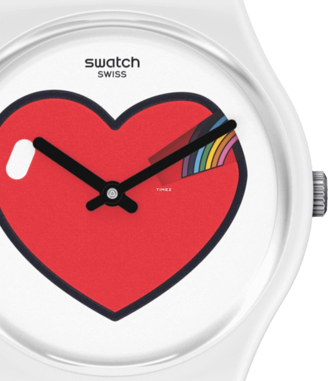Swatch,Originals 34mm,34mm,Plastic,White,Red,Quartz,Tonneau,White,GW718