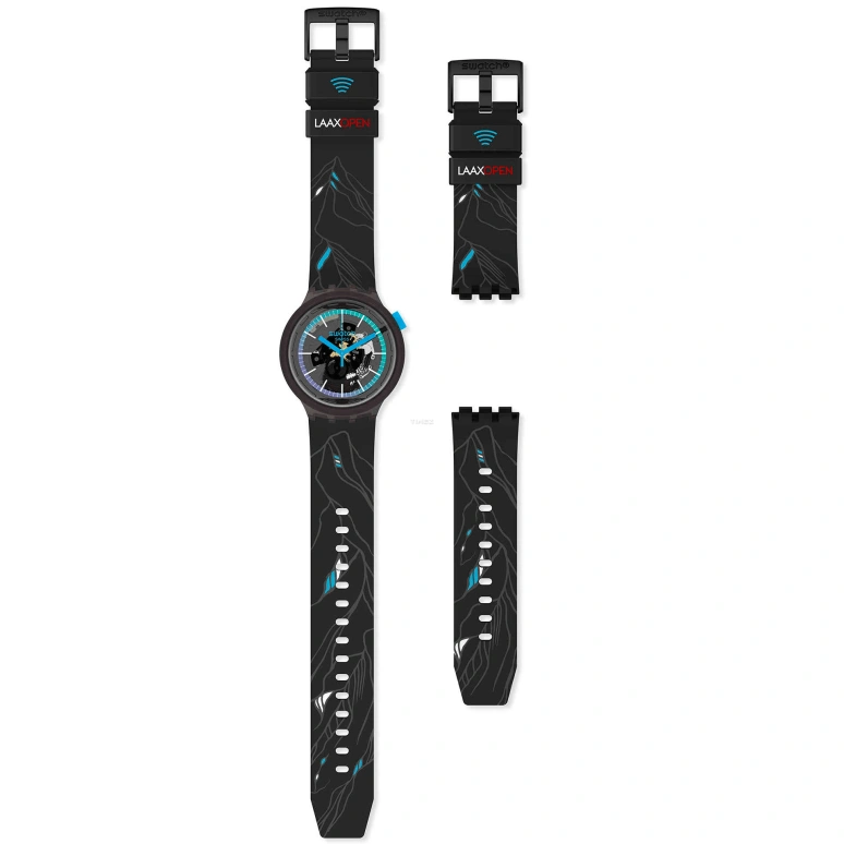 Swatch,Other 44.80mm,44.80mm,Plastic,Transparent,Quartz,Tonneau,Black,SO27B120C,SO27B120C-5300