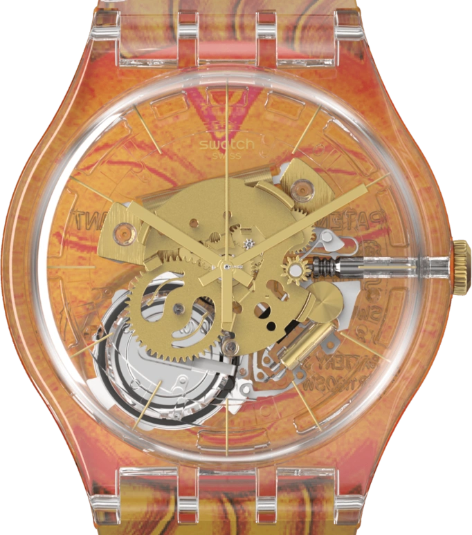 Swatch,Originals 41mm,41mm,Plastic,Transparent,Quartz,Sapphire,Crystal Glass,Round,SUOK147,SUOK147-032