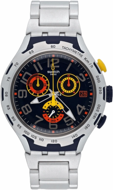 Swatch,Other 45mm,45mm,Aluminium,Black,Quartz,Chronograph,Day,YYS4006AG