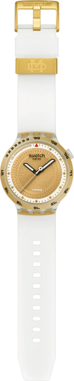 Swatch,THE BOLD 47mm,47mm,Bio-sourced,White,Gold,Quartz,Round,Transparent,SB05K105