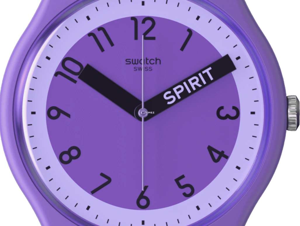 Swatch,Other 41mm,41mm,Bio-sourced,Purple,Quartz,Sapphire,Crystal Glass,Round,SO29V100,SO29V100-5300