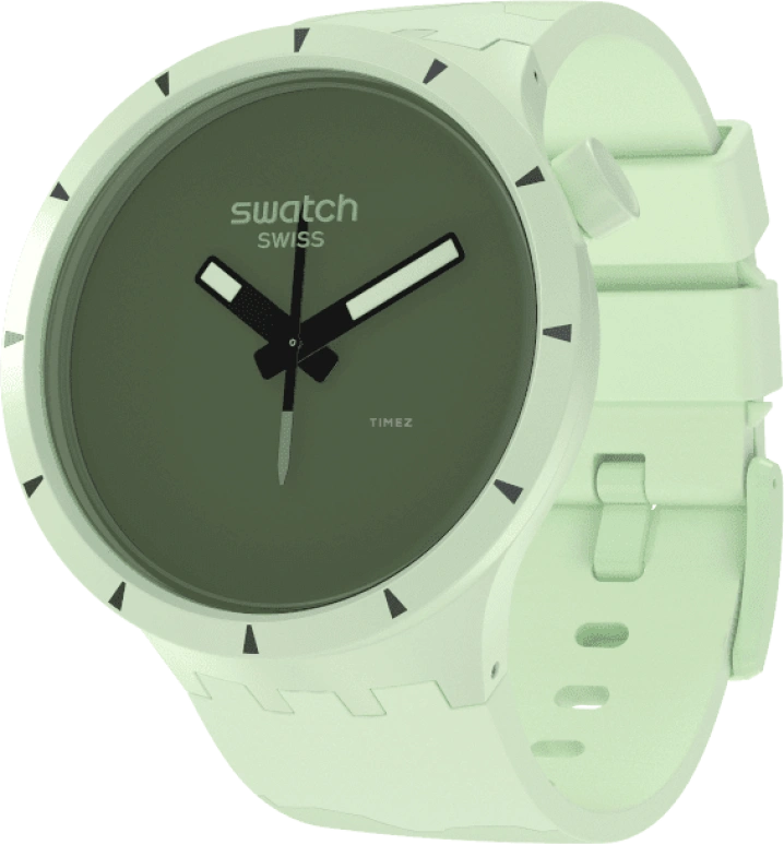 Swatch,THE BOLD 47mm,47mm,Bioceramic,Ceramic,Green,Quartz,Sapphire,Crystal Glass,Round,SB03G100