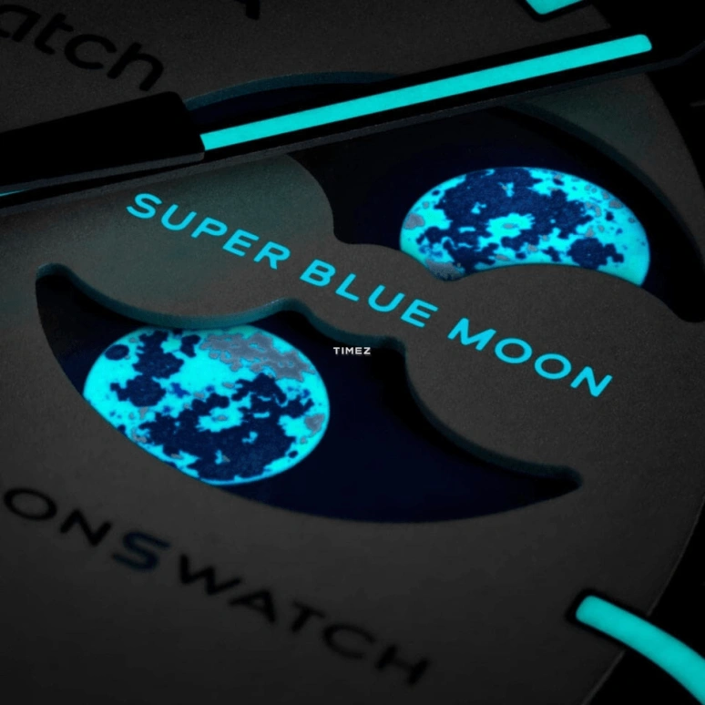 Swatch,BIOCERAMIC 42mm,42mm,Bioceramic,White,Blue,Quartz,Chronograph,Moonphase,SO33N700