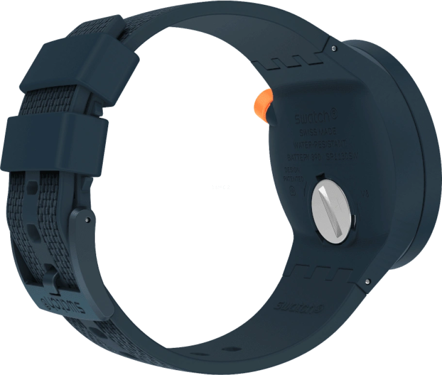 Swatch,THE BOLD 47mm,47mm,Plastic,Blue,Sapphire,Crystal Glass,Closed,SO27N107