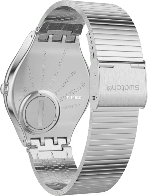 Swatch,SKIN 38mm,38mm,Stainless Steel,Silver,Quartz,Tonneau,SYXS103GG