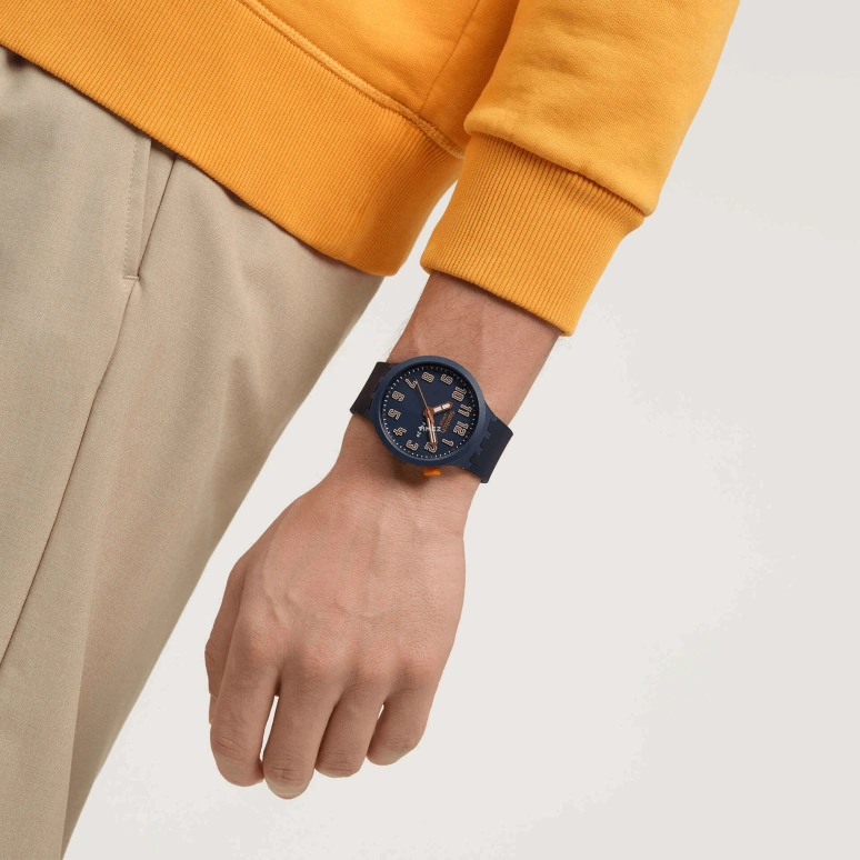 Swatch,THE BOLD 47mm,47mm,Plastic,Blue,Quartz,Date,Day,SB01S700