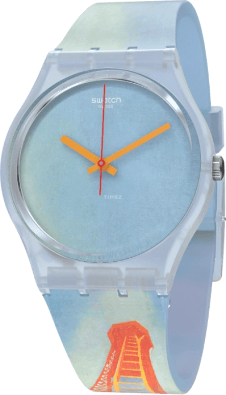 Swatch,Originals 34mm,34mm,Plastic,Blue,Quartz,Sapphire,Crystal Glass,Round,GZ357