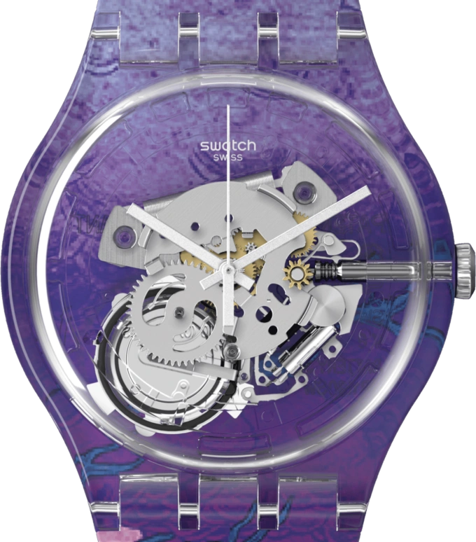 Swatch,Originals 41mm,41mm,Plastic,Transparent,Quartz,Sapphire,Crystal Glass,Round,SUOK137,SUOK137-042