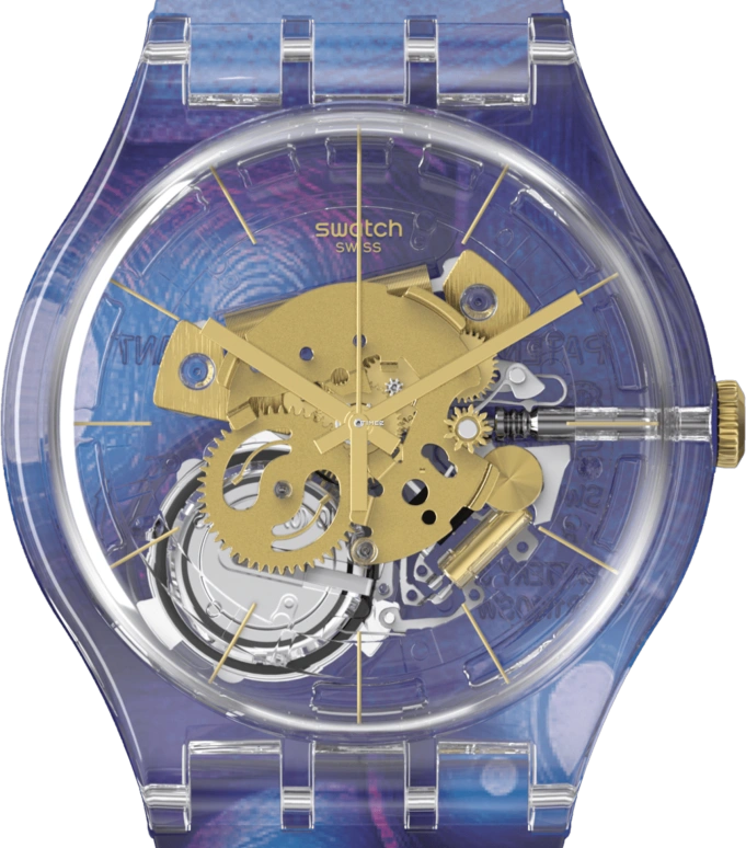 Swatch,Originals 41mm,41mm,Plastic,Transparent,Quartz,Sapphire,Crystal Glass,Round,SUOK147,SUOK147-030