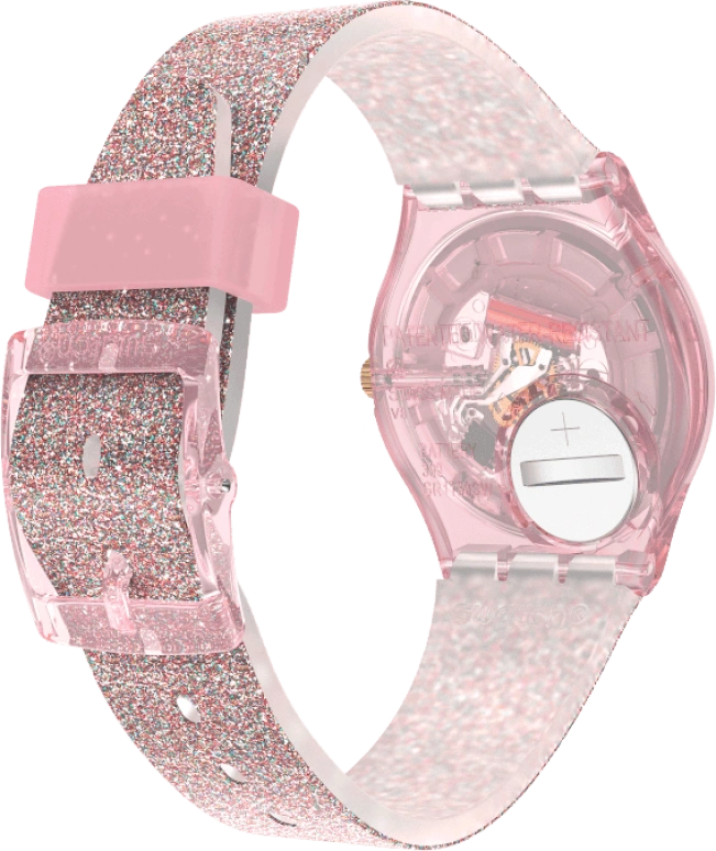 Swatch,Originals 34mm,34mm,Plastic,Pink,Sapphire,Crystal Glass,GP168