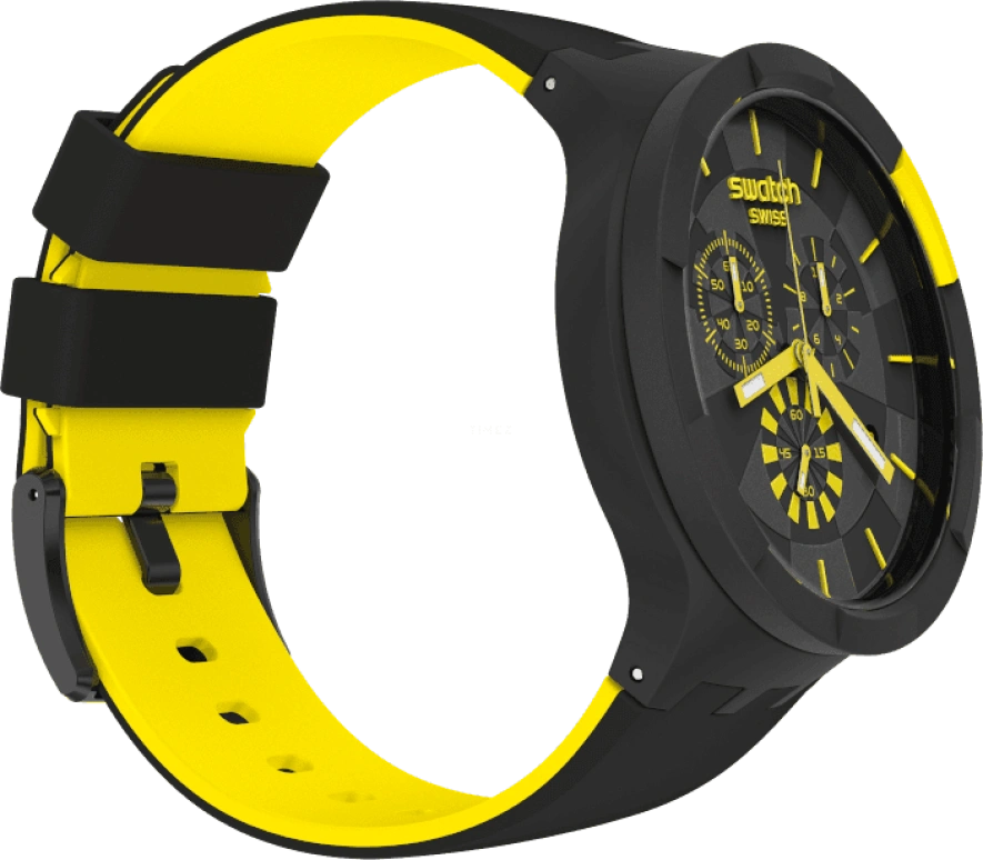 Swatch,THE BOLD 47mm,47mm,Plastic,Black,Sapphire,Crystal Glass,Closed,SB02B403