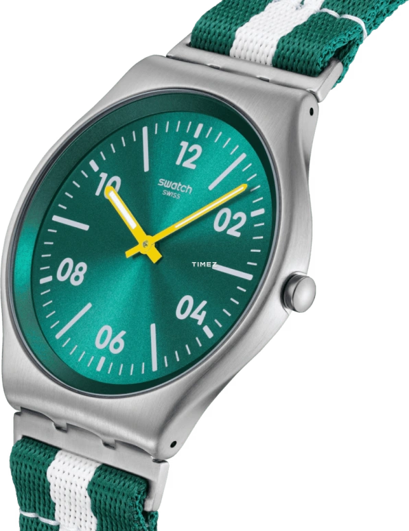 Swatch,SKIN 42mm,42mm,Stainless Steel,Green,Quartz,Round,Gray,SS07S149