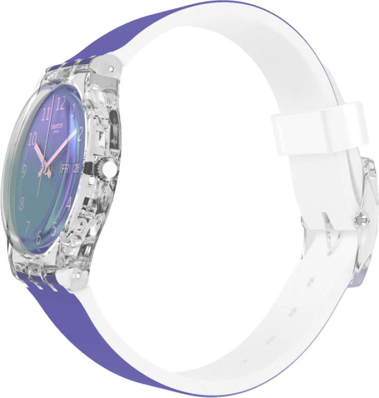 Swatch,Originals 34mm,34mm,Plastic,Purple,Green,Sapphire,Crystal Glass,GE718