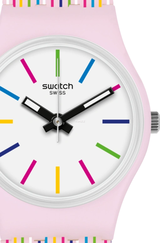 Swatch,I love your folk 25mm,25mm,Plastic,White,Quartz,Tonneau,Pink,LP155