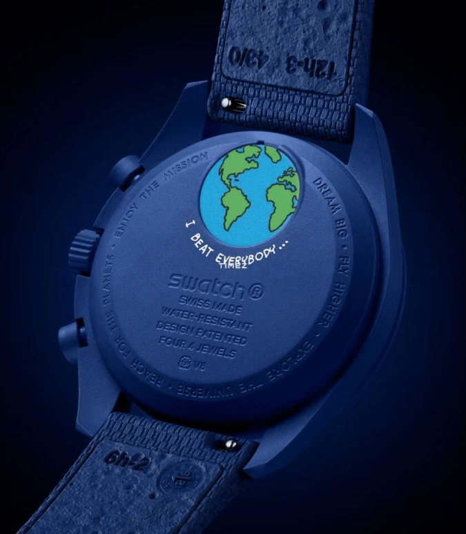Swatch,MoonSwatch 42mm,42mm,Bioceramic,Blue,White,Quartz,Chronograph,Moonphase,Earth phase,SO33N701L