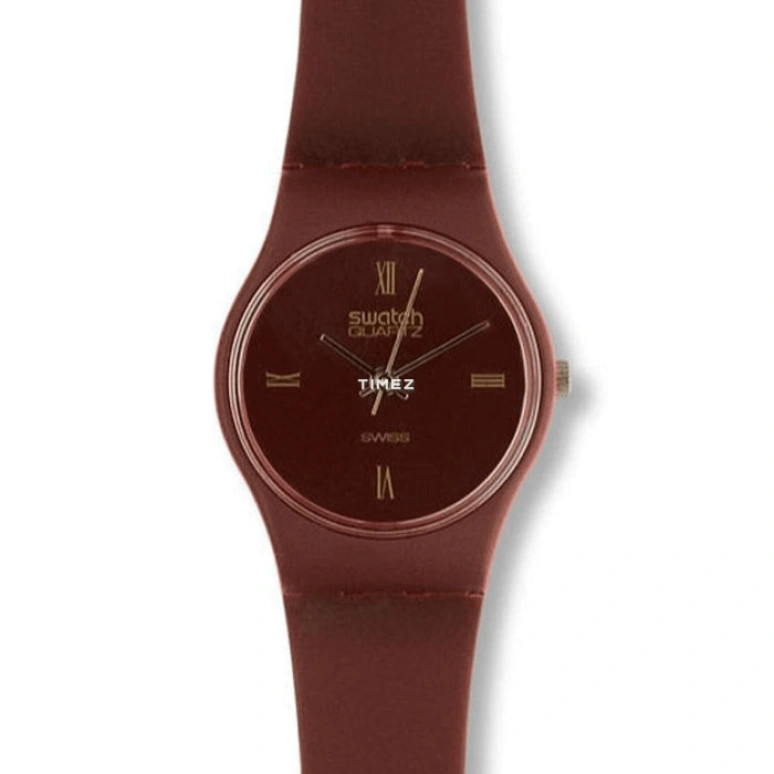 Swatch,Other 25mm,25mm,Plastic,Coffee,Quartz,Sapphire,Crystal Glass,Round,LR100