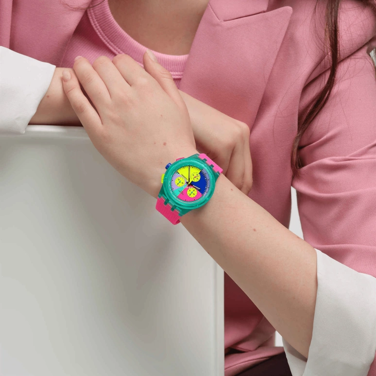 Swatch,Originals 42mm,42mm,Plastic,Multi-Color,Quartz,Chronograph,Day,SUSG408