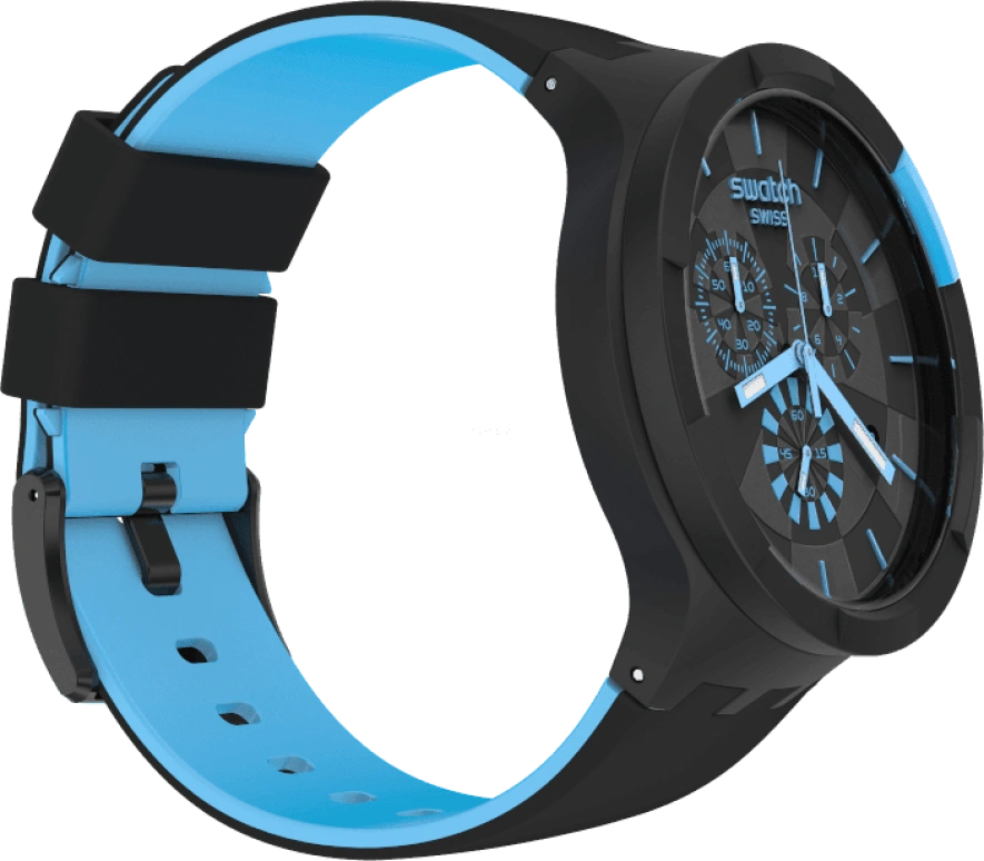 Swatch,THE BOLD 47mm,47mm,Plastic,Black,Sapphire,Crystal Glass,Closed,SB02B401