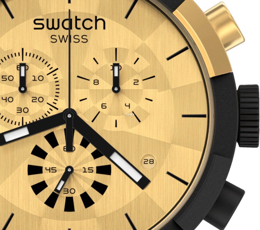 Swatch,THE BOLD 47mm,47mm,Plastic,Yellow,Quartz,Chronograph,Day,SB02Z400