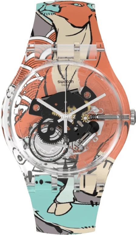 Swatch,Originals 41mm,41mm,Plastic,Transparent,Quartz,Round,SUOK136,SUOK136-054