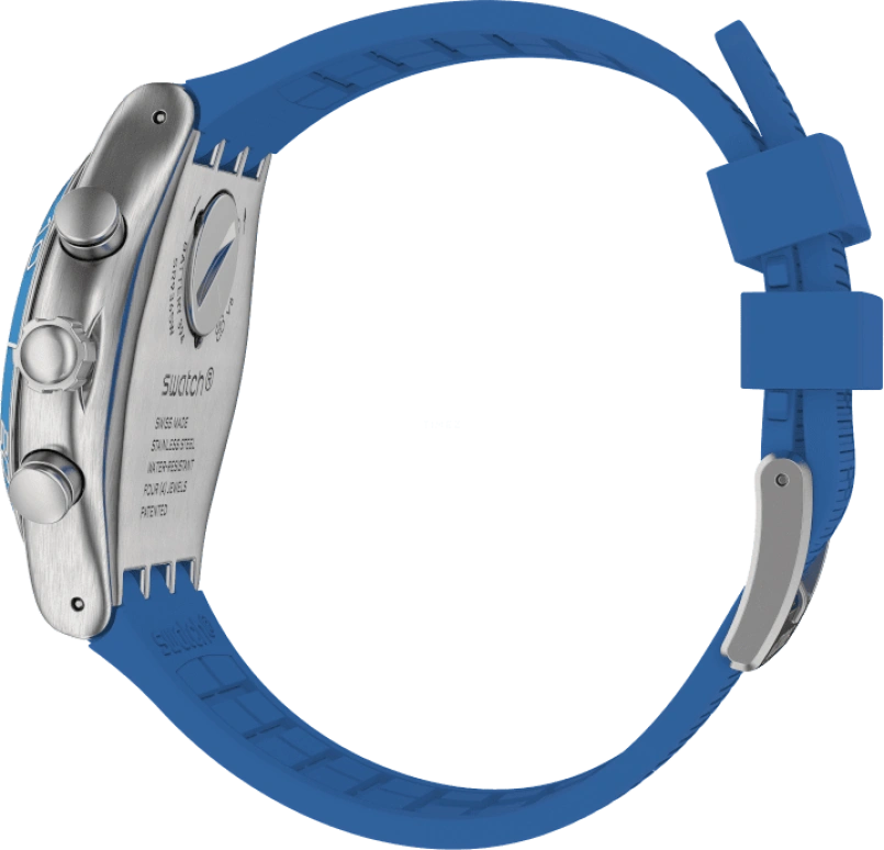 Swatch,IRONY 43mm,43mm,Stainless Steel,Black,Silver,Blue,Minutes,YVS485