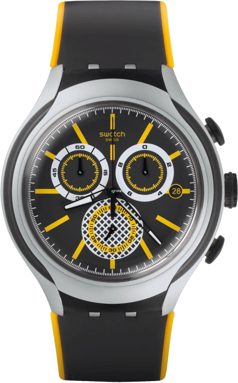 Swatch,Other 45mm,45mm,Aluminium,Black,Quartz,Chronograph,Day,YYS4008