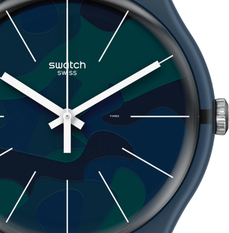 Swatch,Other 41mm,41mm,Plastic,Blue,Green,Quartz,Tonneau,Blue,SUON140