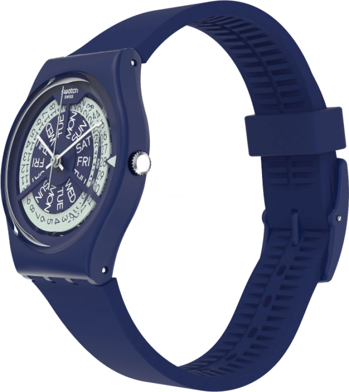 Swatch,Originals 34mm,34mm,Plastic,Blue,Sapphire,Crystal Glass,Closed,GN727