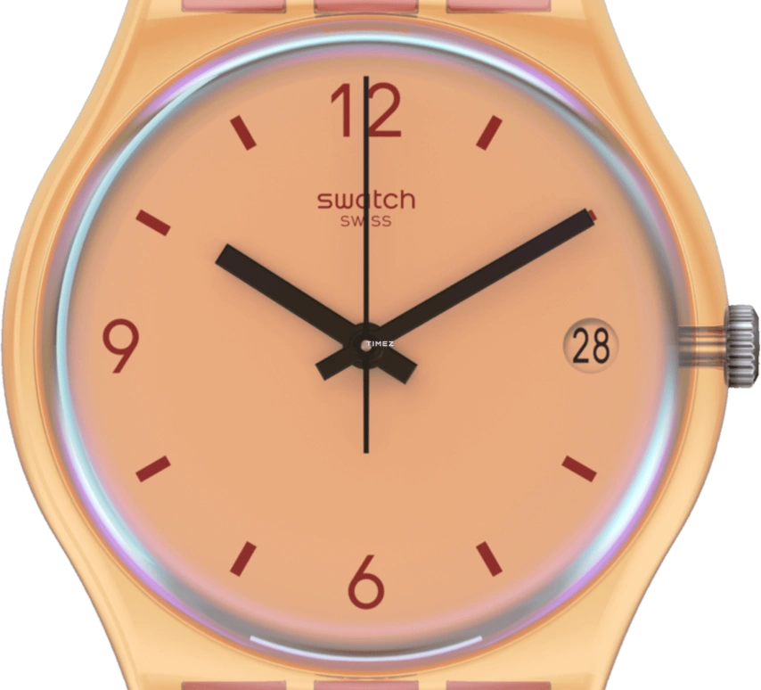 Swatch,Other 34mm,34mm,Bio-sourced,Orange,Quartz,Sapphire,Round,SO28O401