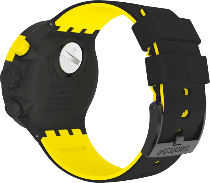 Swatch,THE BOLD 47mm,47mm,Plastic,Black,Sapphire,Crystal Glass,Closed,SB02B403