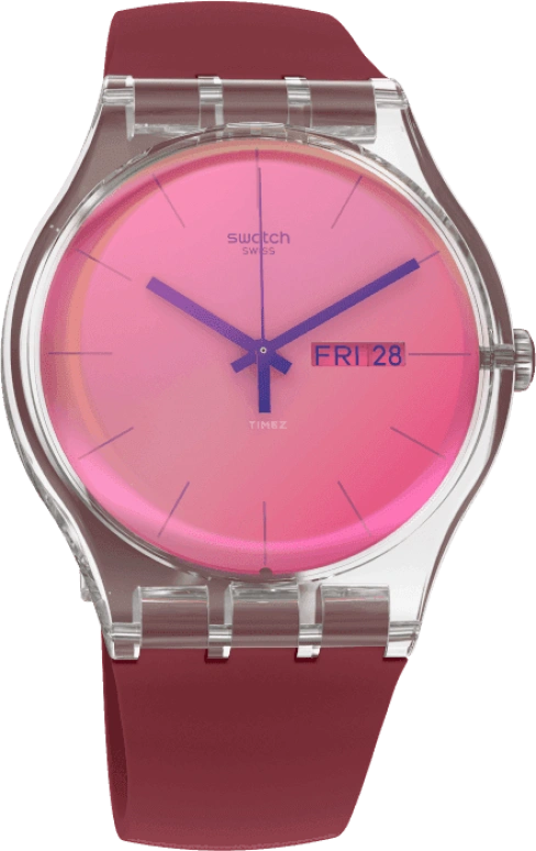 Swatch,Originals 41mm,41mm,Plastic,Pink,Sapphire,Crystal Glass,SUOK717