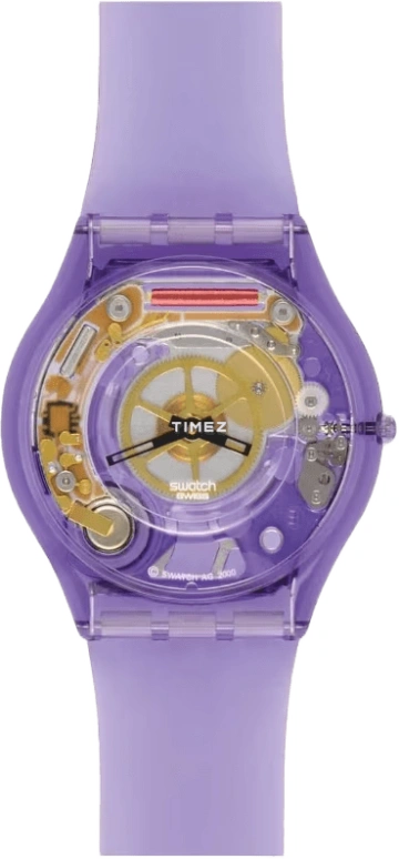 Swatch,SKIN 38.40mm,38.40mm,Plastic,Purple,Quartz,Sapphire,Glass,Round,SFV100