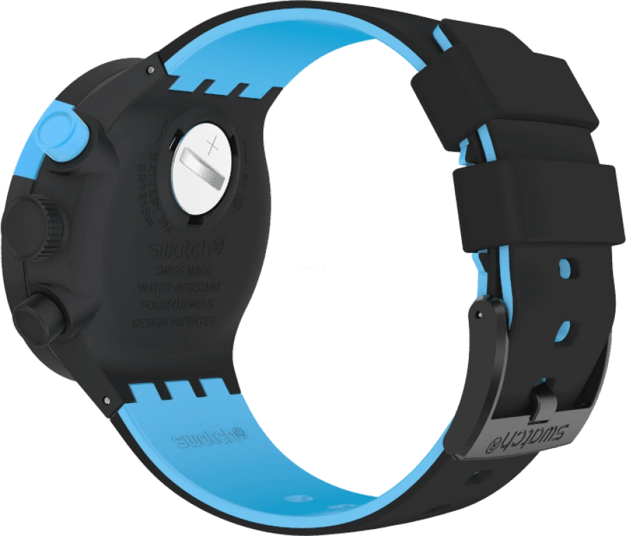Swatch,THE BOLD 47mm,47mm,Plastic,Black,Sapphire,Crystal Glass,Closed,SB02B401
