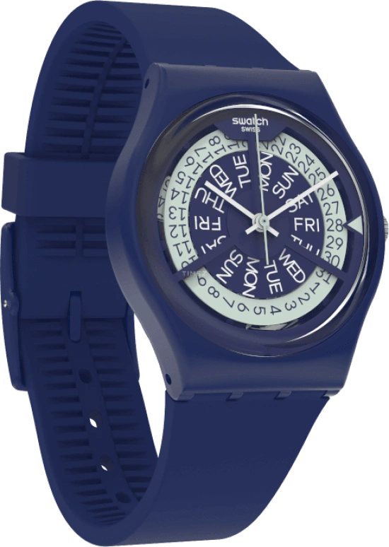 Swatch,Originals 34mm,34mm,Plastic,Blue,Sapphire,Crystal Glass,Closed,GN727
