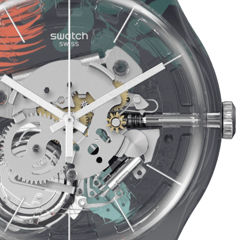Swatch,Originals 41mm,41mm,Plastic,Blue,Multi-Color,Quartz,Sapphire,Crystal Glass,Round,SUOK145,SUOK145-044