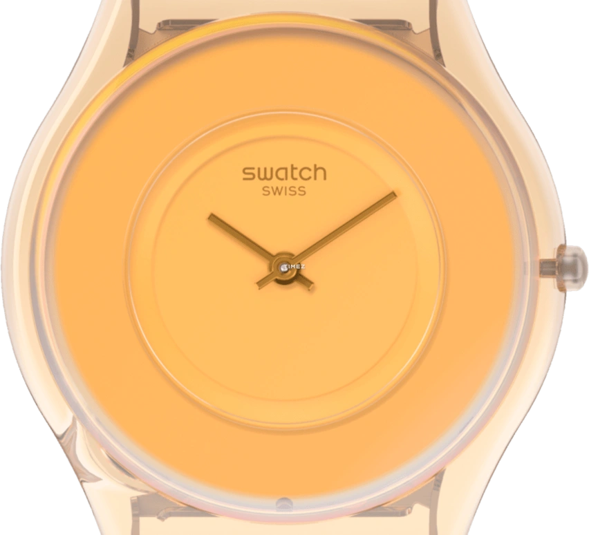 Swatch,Other 34mm,34mm,Bio-sourced,Orange,Quartz,Sapphire,Crystal Glass,Round,SS08P102