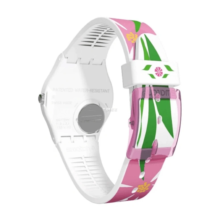 Swatch,Originals 34mm,34mm,Plastic,Pink Red,Quartz,Tonneau,White,GZ304