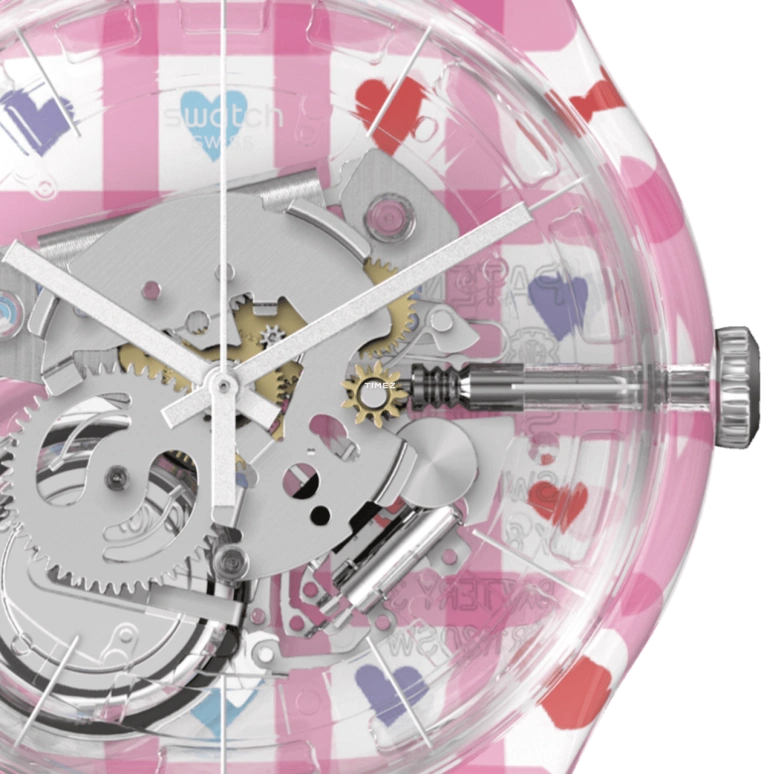 Swatch,Other 41mm,41mm,Plastic,Multi-Color,Quartz,Tonneau,Transparent,SUOK145,SUOK145-015