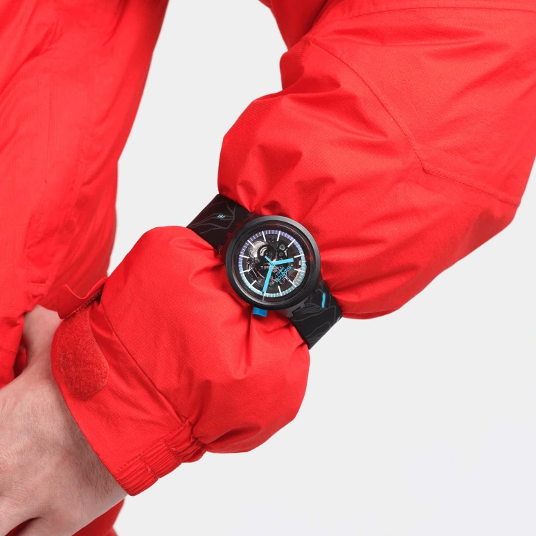 Swatch,Other 44.80mm,44.80mm,Plastic,Transparent,Quartz,Tonneau,Black,SO27B120C,SO27B120C-5300
