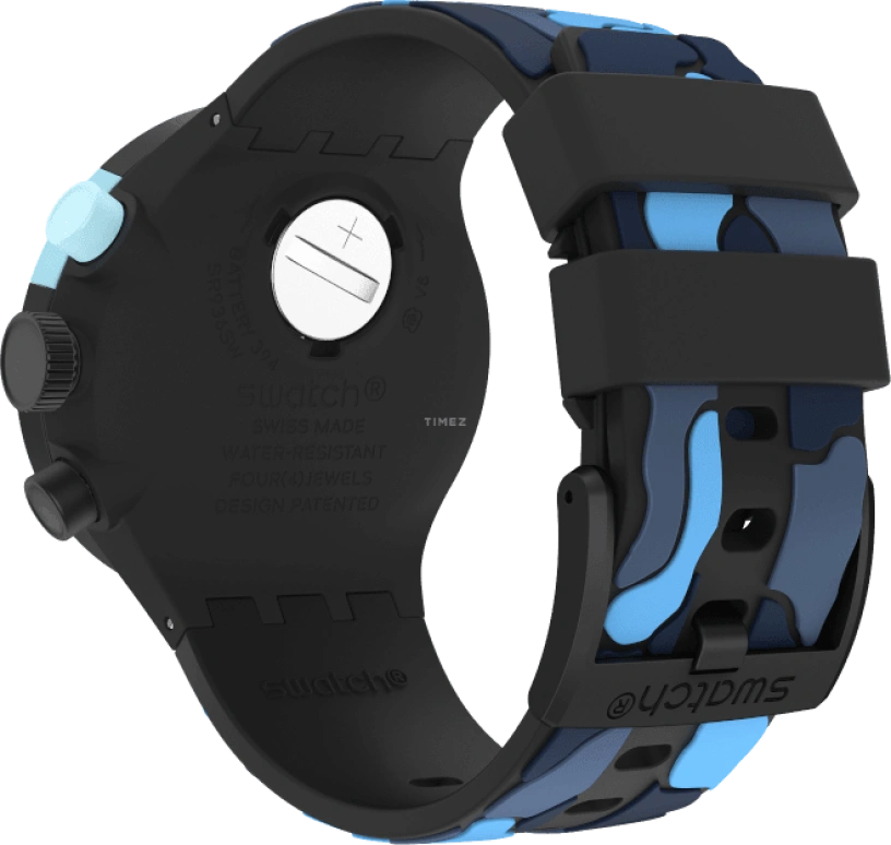 Swatch,THE BOLD 47mm,47mm,Plastic,Black,Sapphire,Crystal Glass,Closed,SB02B408