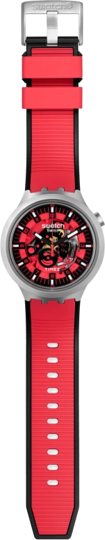 Swatch,IRONY 47mm,47mm,Stainless Steel,Red,Skeleton,Quartz,Sapphire,Crystal Glass,Round,SB07S110