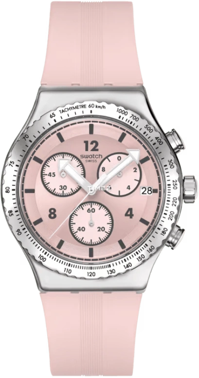 Swatch,IRONY 43mm,43mm,Stainless Steel,Pink,Quartz,Chronograph,Day,YVS532