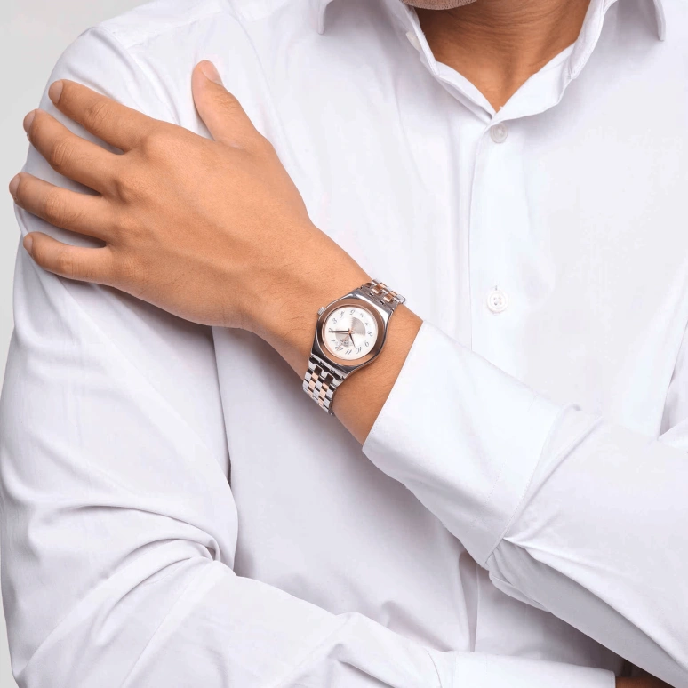 Swatch,IRONY 33mm,33mm,Stainless Steel,White,Quartz,Day,Round,YLS454GC