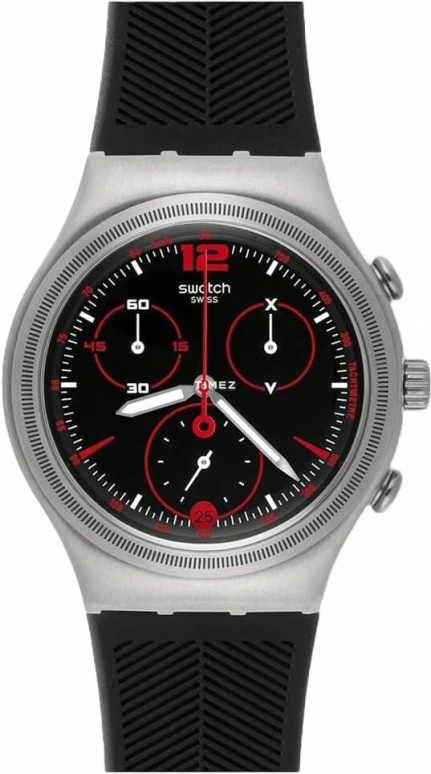 Swatch,Other 39mm,39mm,Stainless Steel,Black,Quartz,Chronograph,Day,YCS568