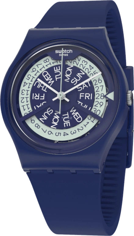 Swatch,Originals 34mm,34mm,Plastic,Blue,Sapphire,Crystal Glass,Closed,GN727